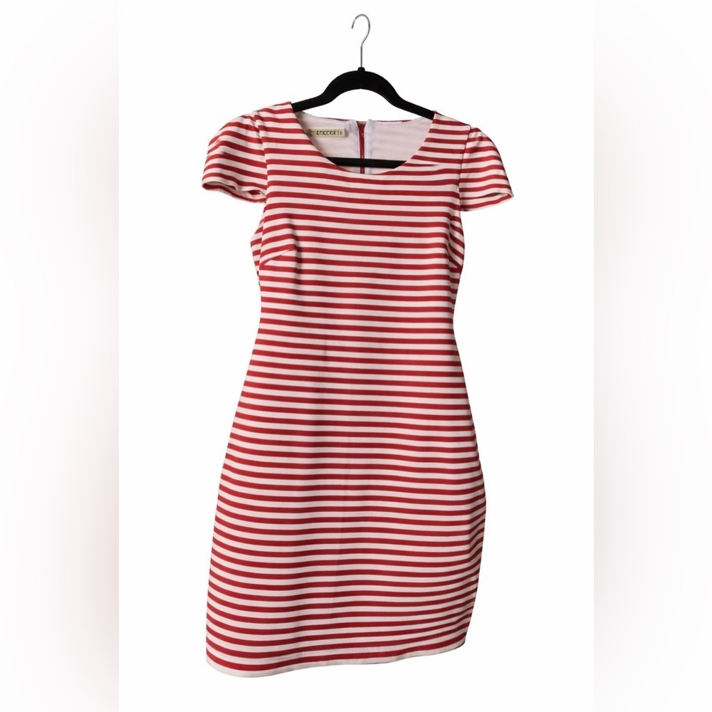 Colcci red and white striped bodycon dress size S short sleeve - Picture 2 of 15